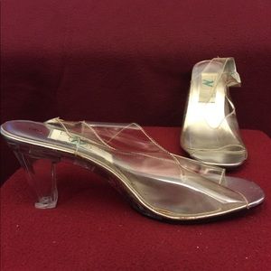 Clear base/ Silver soles - size 9 - okay